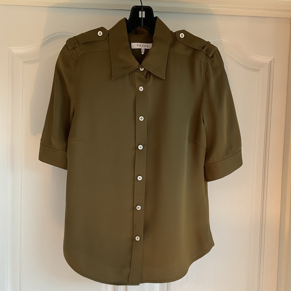 FRAME Denim women’s Epaulet Silk Shirt - Picture 2 of 7